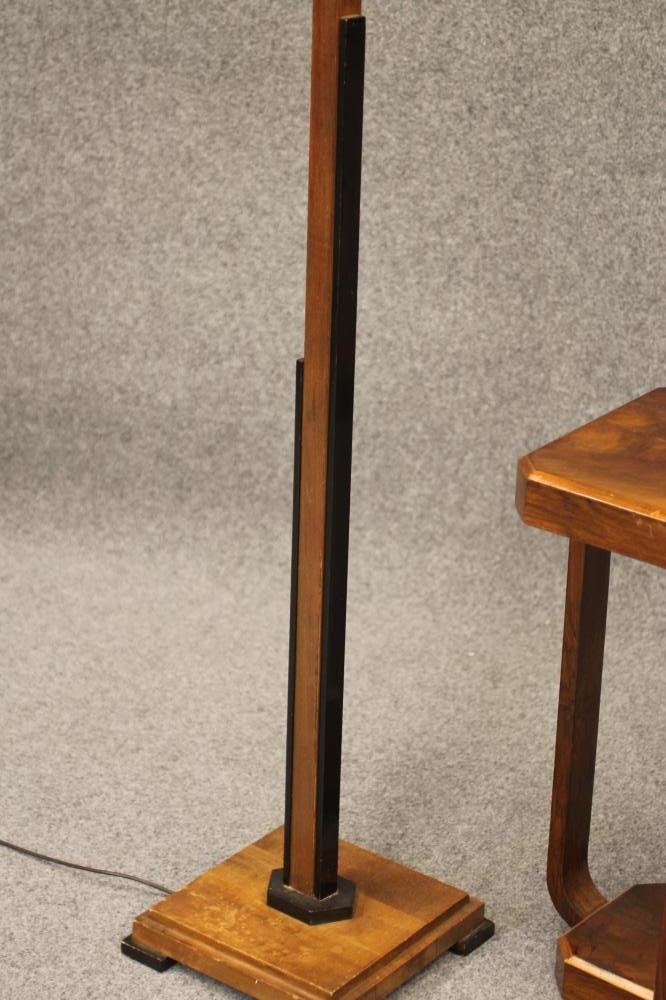 AN ART DECO WALNUT AND EBONISED STANDARD UPLIGHTER Image