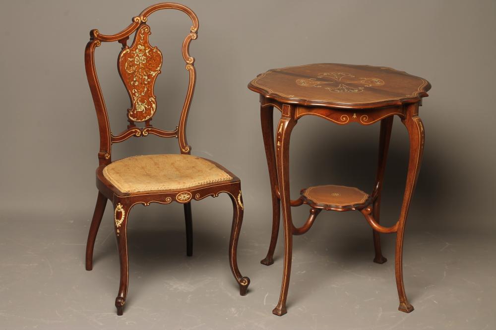 A LATE VICTORIAN MAHOGANY AND BONE INLAID OCCASIONAL TABLE of circular form Image