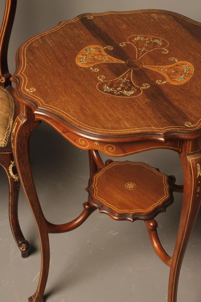 A LATE VICTORIAN MAHOGANY AND BONE INLAID OCCASIONAL TABLE of circular form Image