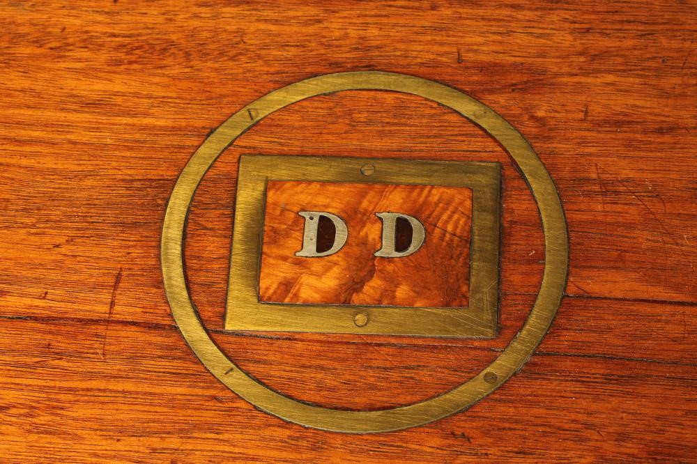 A MAHOGANY AND BRASS BOUND CHEST Image