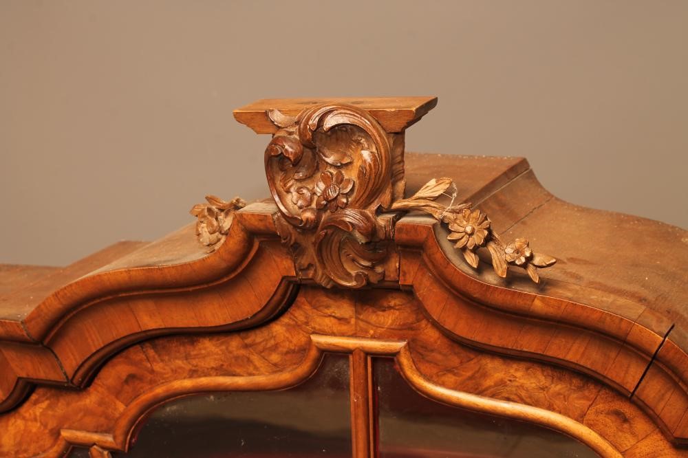 A DUTCH BURR WALNUT WALL DISPLAY CABINET Image