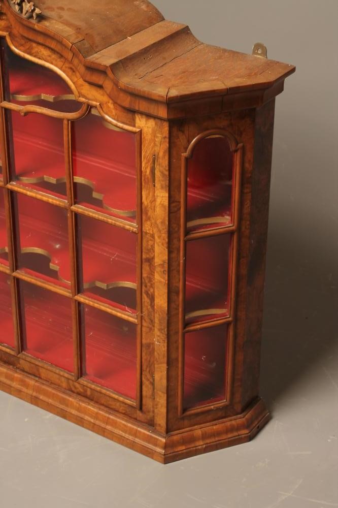 A DUTCH BURR WALNUT WALL DISPLAY CABINET Image