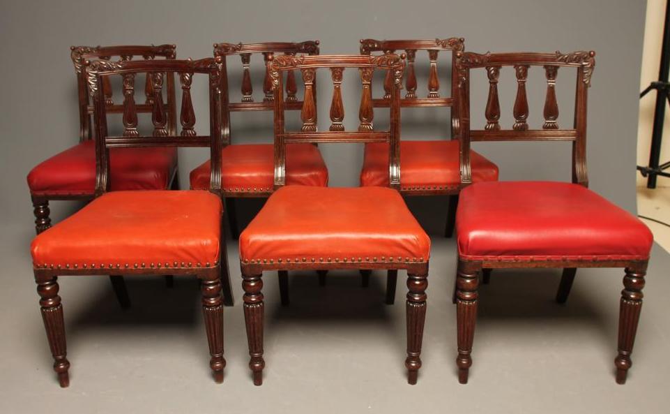 A SET OF SIX LATE GEORGIAN MAHOGANY DINING CHAIRS Image
