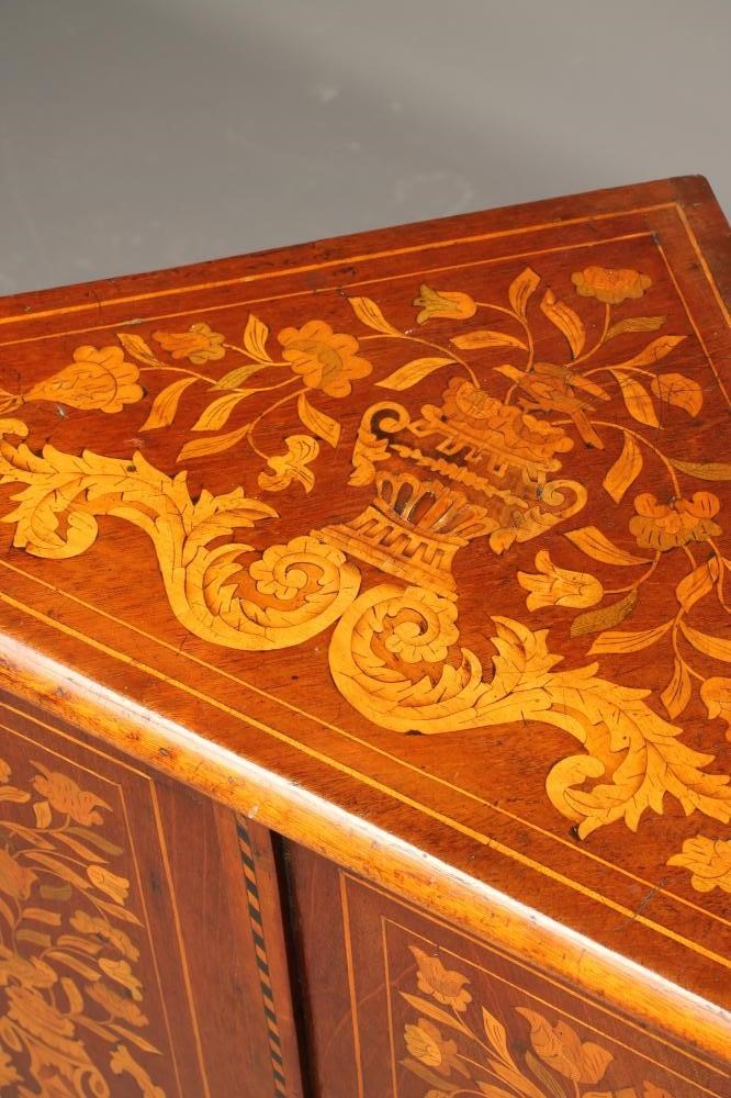 A DUTCH WALNUT AND FLORAL MARQUETRY STANDING CORNER CUPBOARD Image