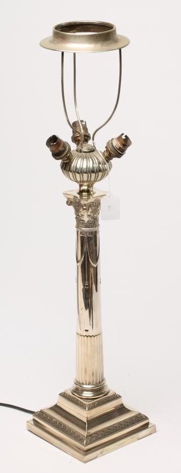 AN EPNS CORINTHIAN COLUMN ELECTRIC TABLE LAMP BASE Image