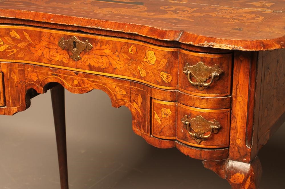 A DUTCH WALNUT FLORAL MARQUETRY LOWBOY Image