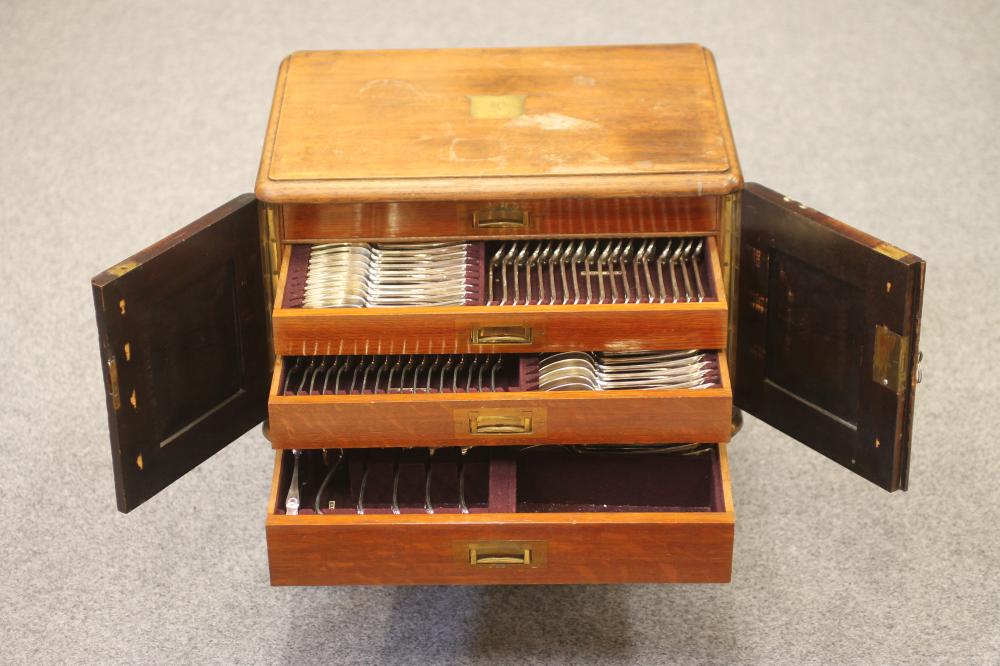 A LATE VICTORIAN EPNS PART TABLE SERVICE in thread and shell pattern Image