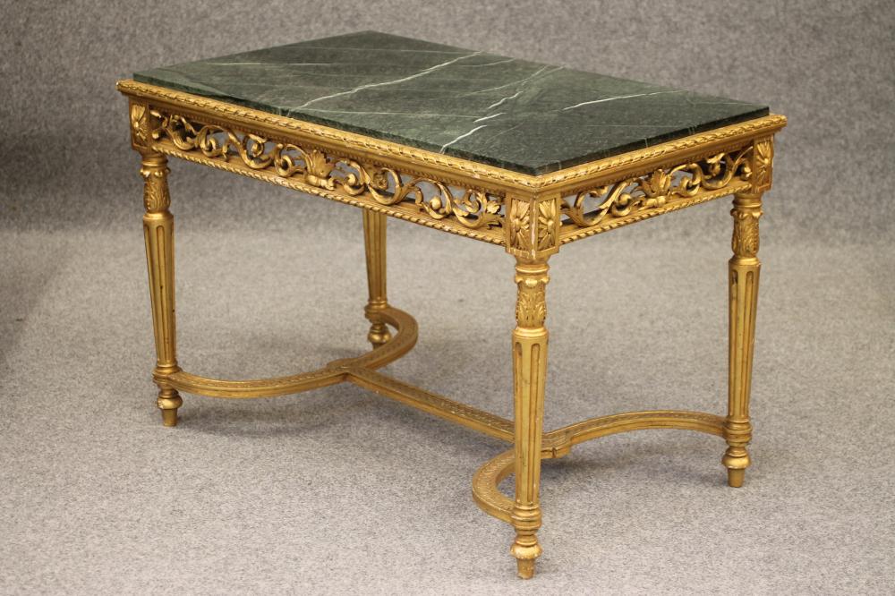 A LOUIS XVI STYLE GILTWOOD CENTRE TABLE Image