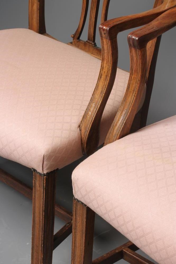 A PAIR OF GEORGIAN HEPPLEWHITE MAHOGANY ELBOW CHAIRS Image