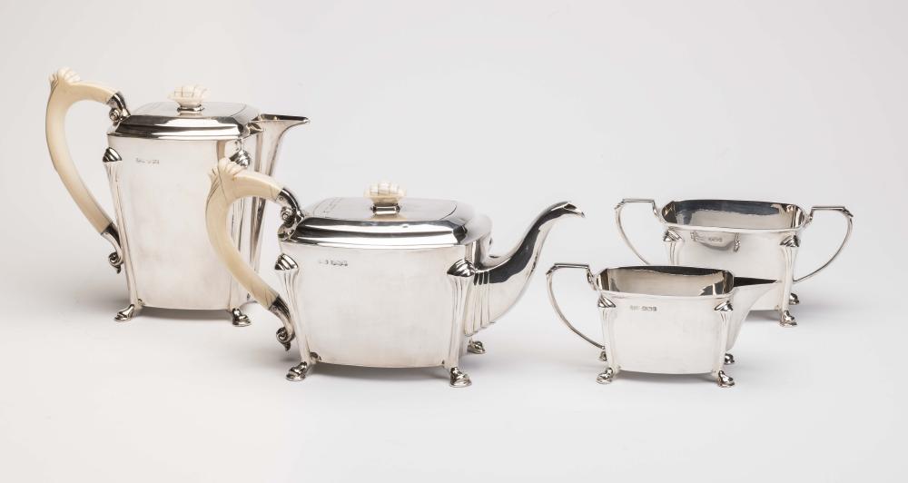 AN ART DECO SILVER FOUR PIECE TEA AND COFFEE SERVICE Image