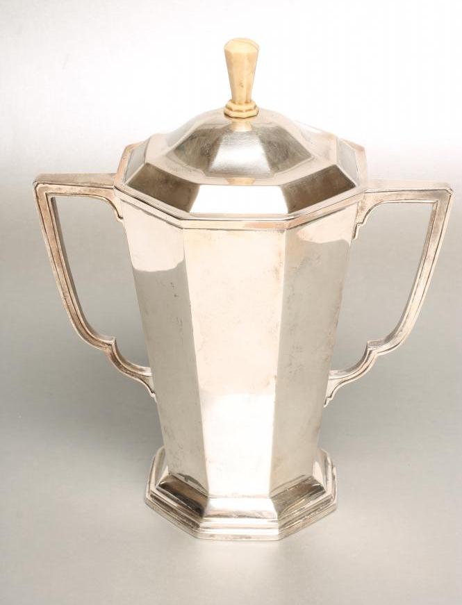 AN ART DECO SILVER TWO HANDLED TROPHY CUP Image