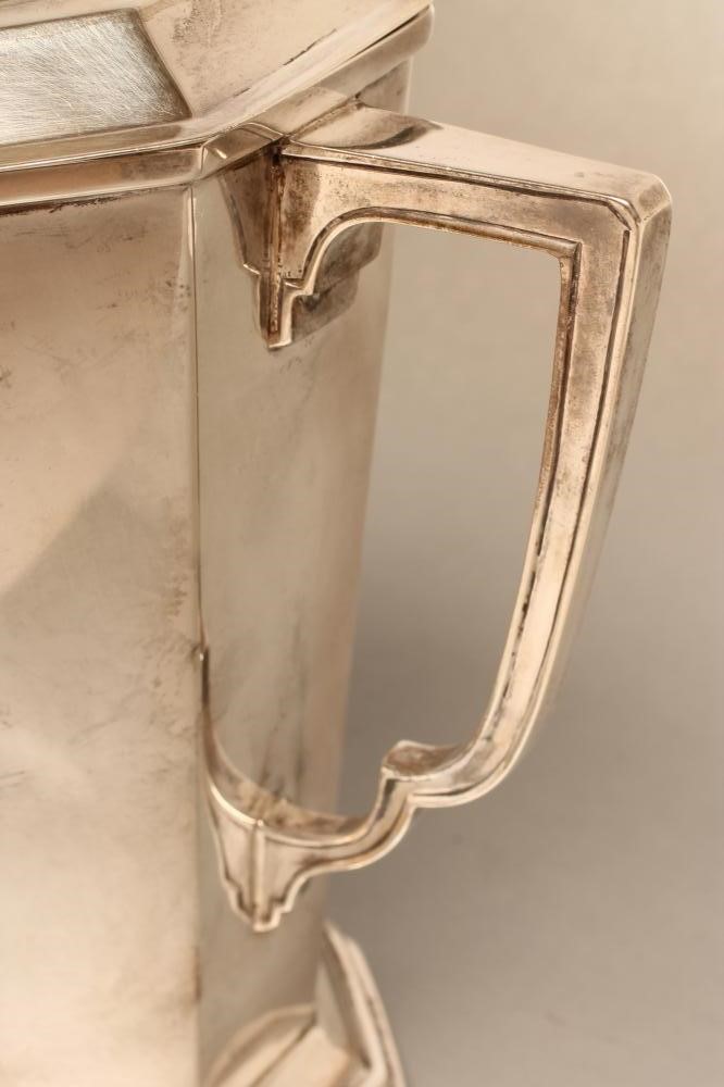 AN ART DECO SILVER TWO HANDLED TROPHY CUP Image