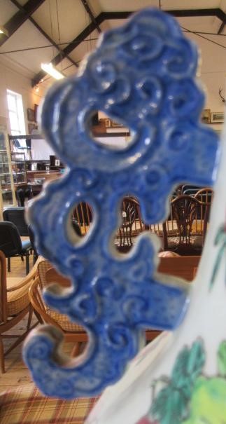 A CANTONESE PORCELAIN FAMILLE ROSE TWO HANDLED ROULEAU VASE painted with two panels of court Image