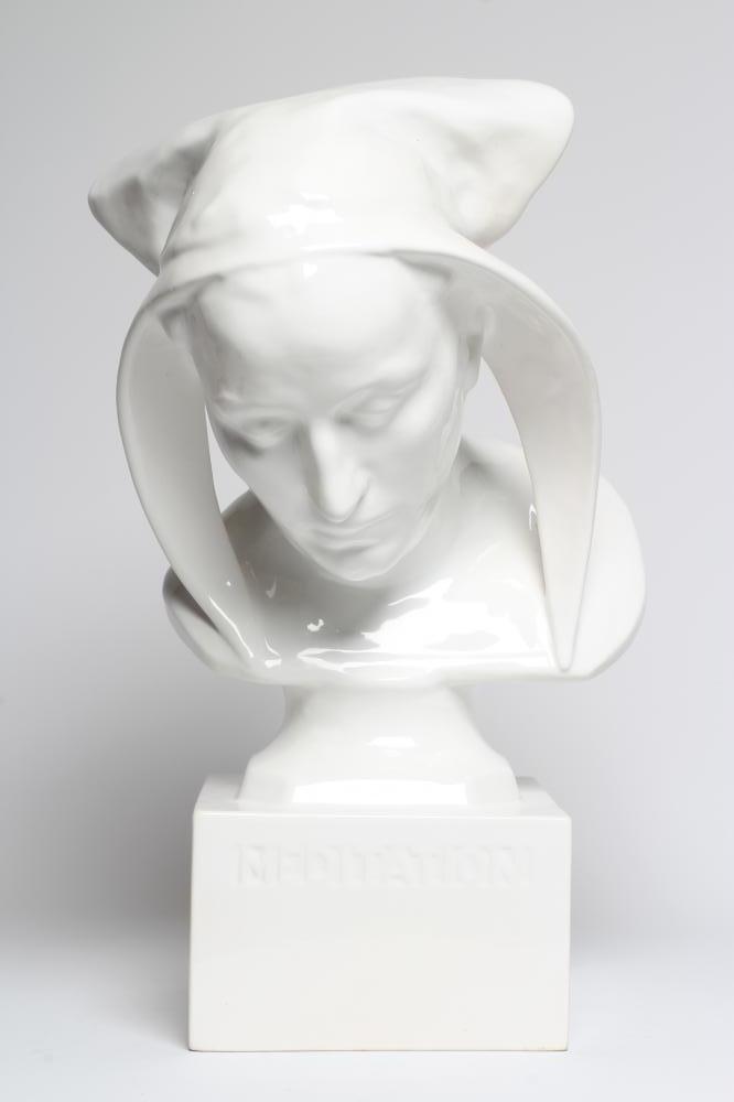 JULES CHARLES LE BOZEC (1898-1973) "Meditation White", ceramic bust with artist's stamp to the base, Image