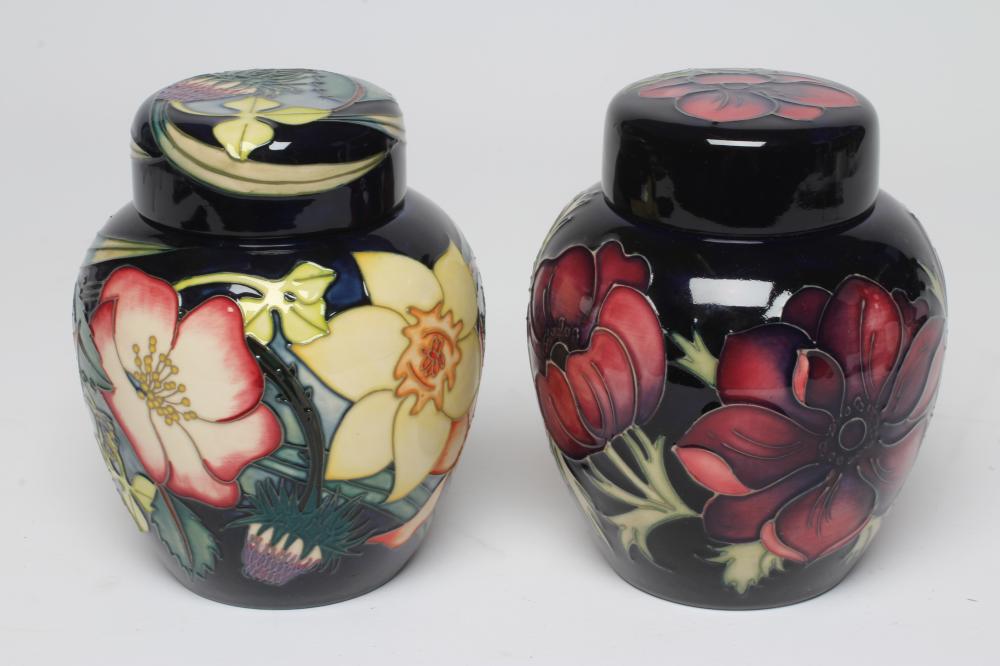 TWO MOORCROFT POTTERY JARS AND COVERS Image