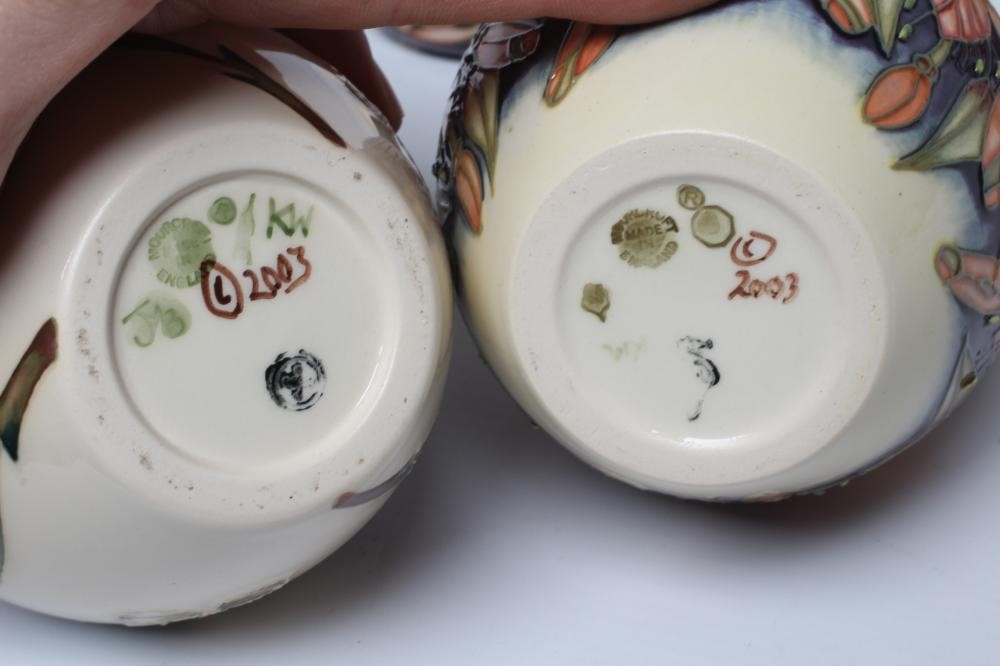 TWO MOORCROFT POTTERY SMALL JARS AND COVERS Image