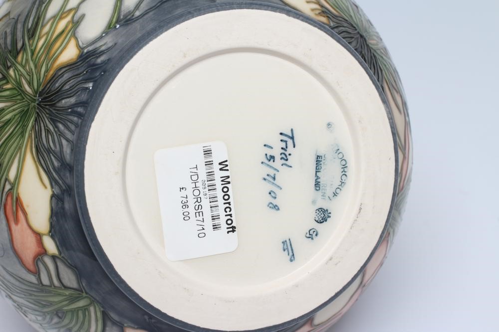 A MOORCROFT POTTERY STAMPEDE TRIAL VASE, 2005, of baluster form, painted in colours designed by Paul Image