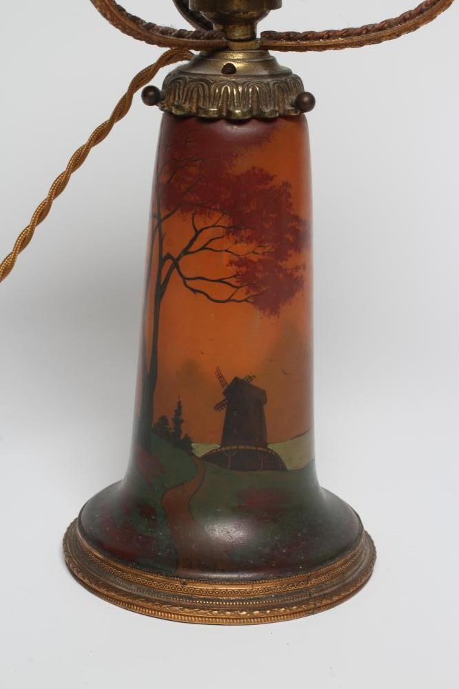 A FRENCH ART DECO ELECTRIC GLASS TABLE LAMP BASE AND SHADE Image