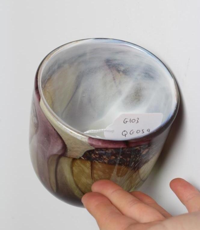 PAULINE SOLVEN (b.1943), a studio glass vase with brown and purple ground, signed to the base and Image