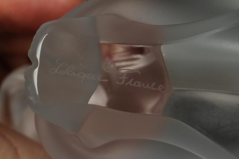 TWO LALIQUE FROSTED FIGURES, modern, both modelled as kneeling nudes, both marked Lalique France R, Image