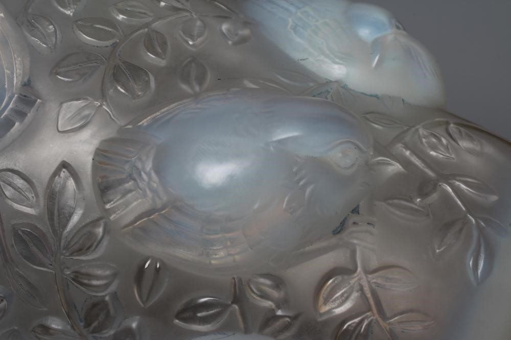 A LALIQUE BAGATELLE PATTERN VASE of flared cylindrical form, the exterior moulded in high relief Image