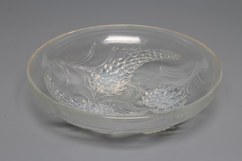 A LALIQUE VERONIQUE PATTERN SHALLOW BOWL, the exterior moulded with flower bracts, moulded mark, 8 Image