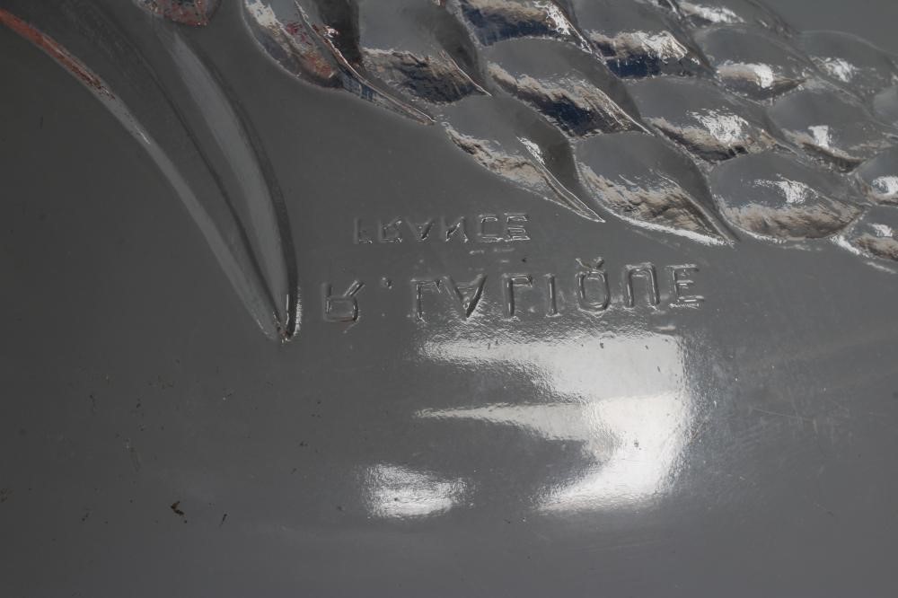 A LALIQUE VERONIQUE PATTERN SHALLOW BOWL, the exterior moulded with flower bracts, moulded mark, 8 Image