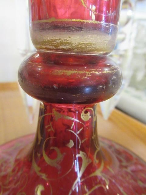 A PAIR OF LATE 19TH CENTURY CRANBERRY GLASS LUSTRES Image