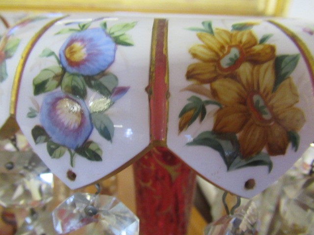 A PAIR OF LATE 19TH CENTURY CRANBERRY GLASS LUSTRES Image