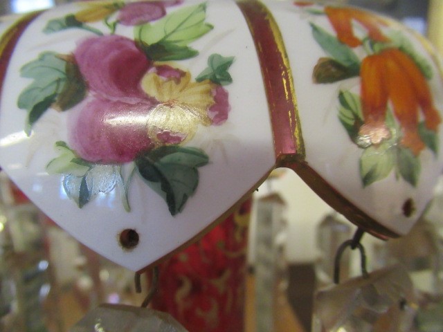 A PAIR OF LATE 19TH CENTURY CRANBERRY GLASS LUSTRES Image
