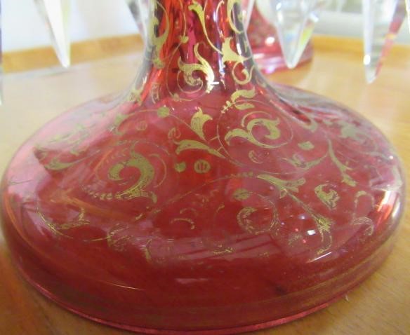 A PAIR OF LATE 19TH CENTURY CRANBERRY GLASS LUSTRES Image