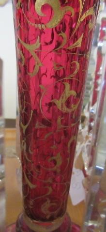 A PAIR OF LATE 19TH CENTURY CRANBERRY GLASS LUSTRES Image