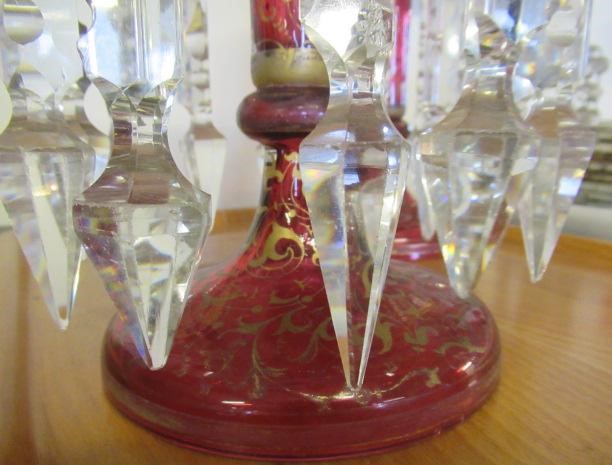 A PAIR OF LATE 19TH CENTURY CRANBERRY GLASS LUSTRES Image
