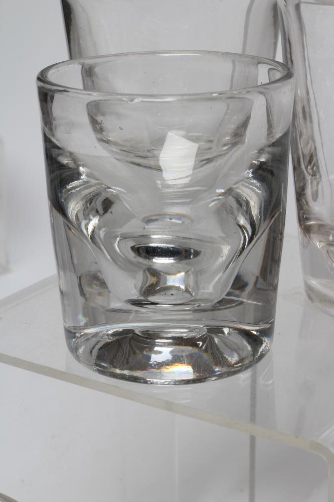 A COLLECTION OF TWENTY FIVE GEORGIAN AND LATER HEAVY GLASS TUMBLERS, various sizes and dates (Est. Image