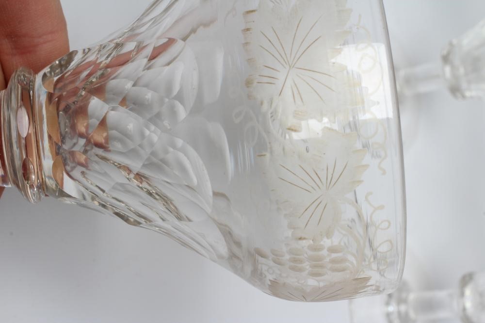 A COLLECTION OF GEORGIAN AND LATER GLASS RUMMERS including a pair with fruiting vine engraved facet Image