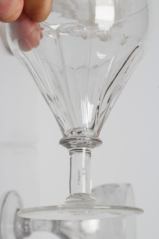 A COLLECTION OF GEORGIAN AND LATER GLASS RUMMERS including a pair with fruiting vine engraved facet Image