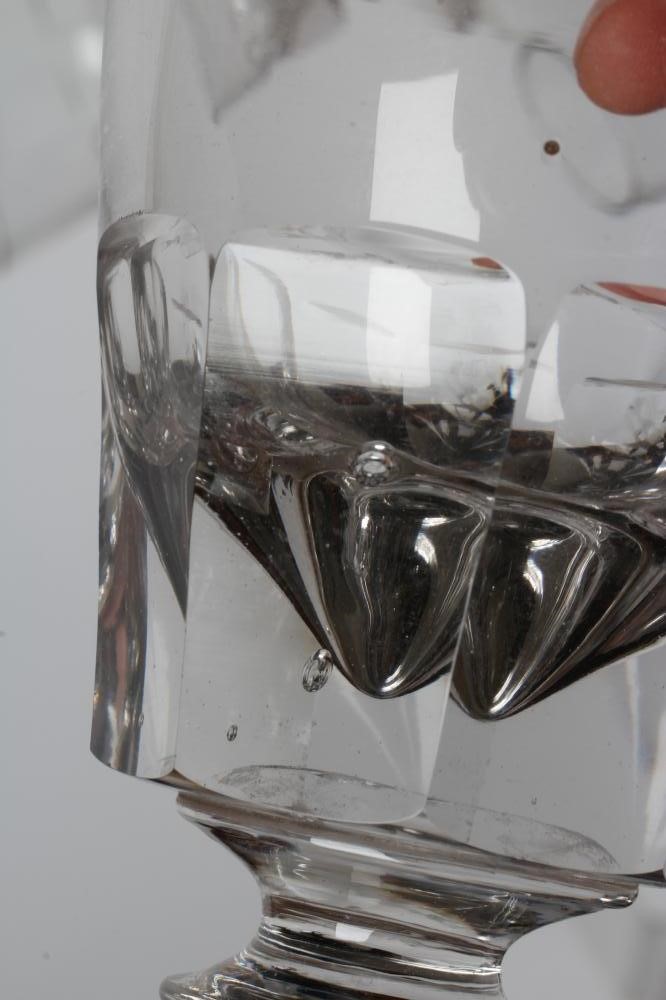 A MATCHED SET OF SEVEN GLASS RUMMERS with panel cut bucket bowls, together with a set of four other Image