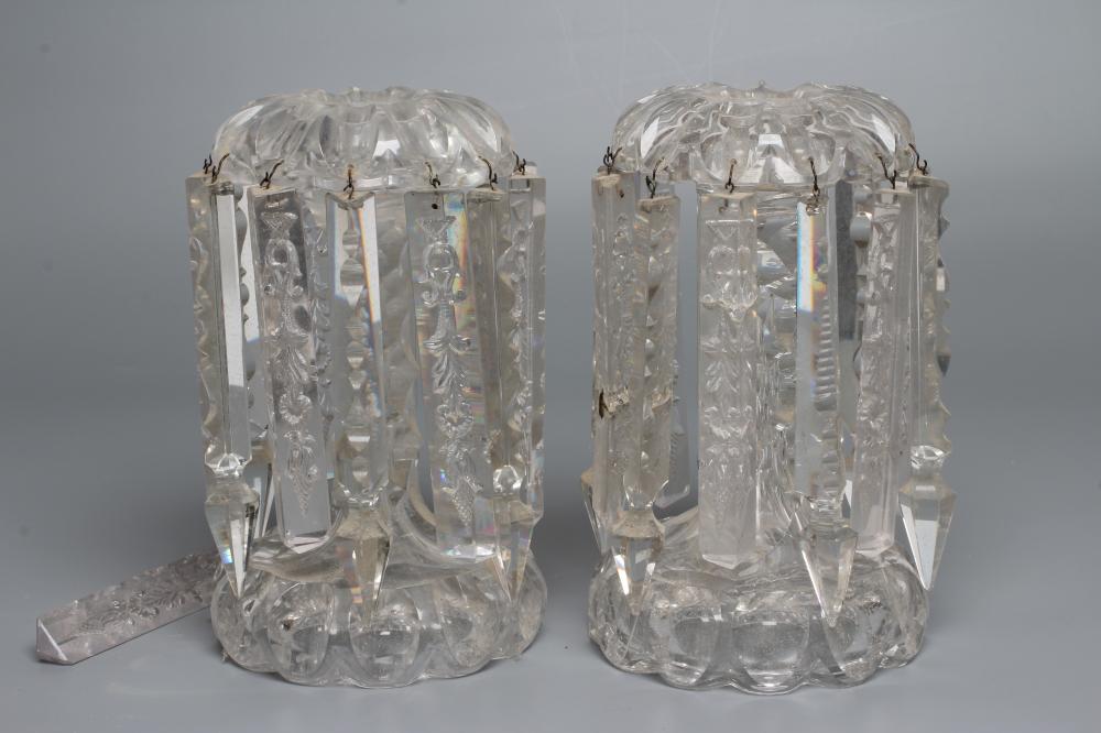 A PAIR OF REGENCY GLASS TABLE LUSTRES Image