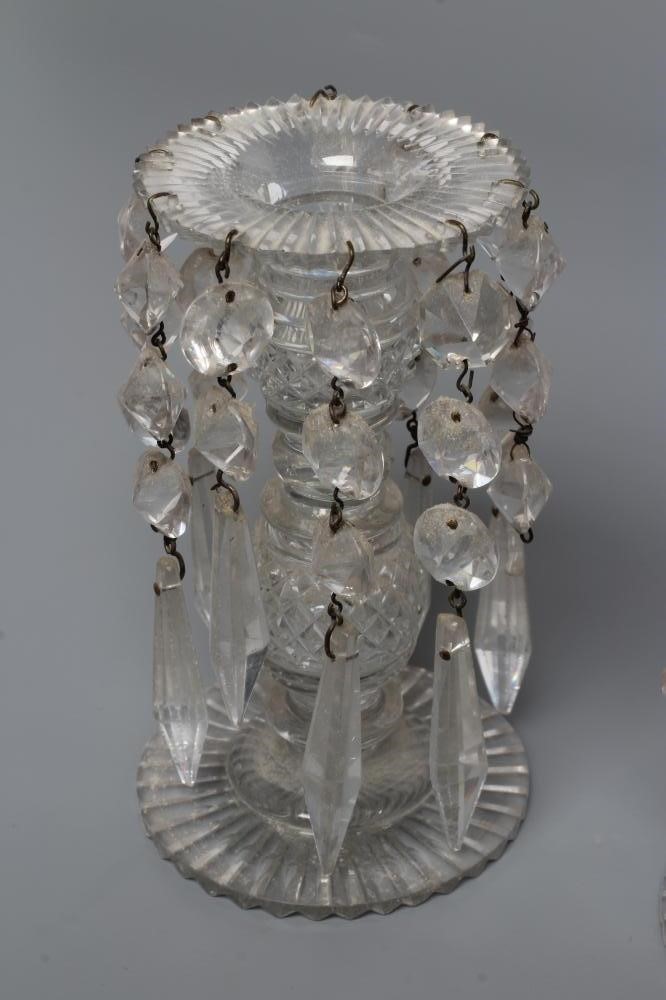 A SMALL PAIR OF REGENCY GLASS LUSTRES Image