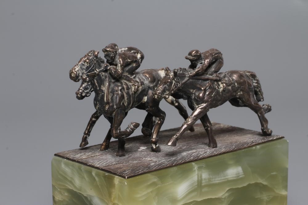 A SILVER HORSE RACING TROPHY Image