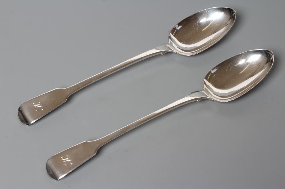 A PAIR OF WILLIAM IV SILVER BASTING SPOONS, maker's mark script J/I?W, London 1833, in fiddle Image