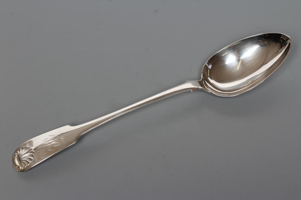 A VICTORIAN PROVINCIAL SILVER BASTING SPOON, maker John Walton, Newcastle 1856, in fiddle, thread Image