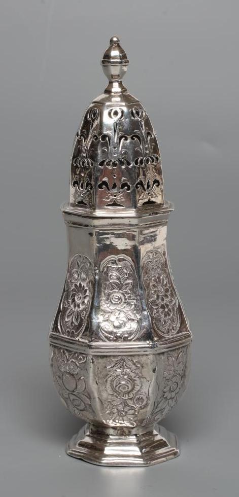A GEORGE I BRITANNIA STANDARD SILVER SUGAR CASTER Image