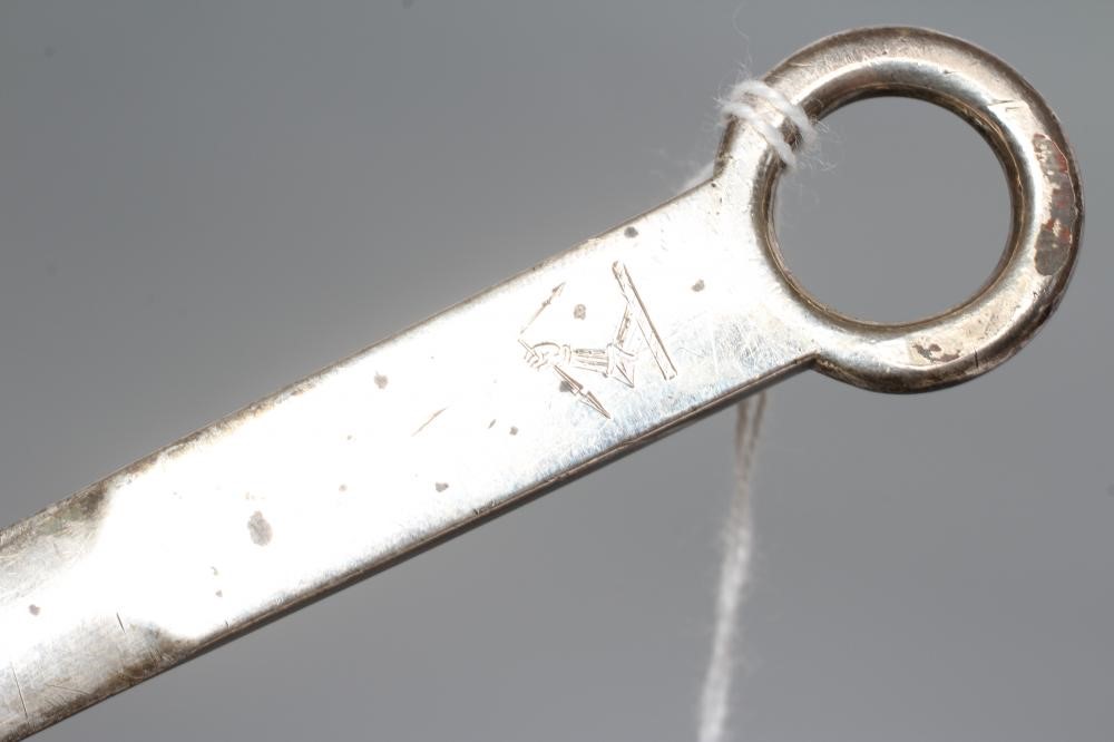 A LATE GEORGE III SILVER MEAT SKEWER, maker Robert Garrard I, London 1804, of typical form engraved Image