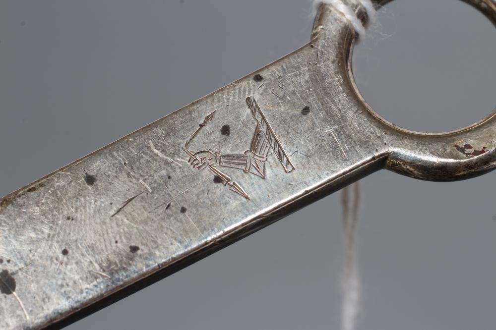A LATE GEORGE III SILVER MEAT SKEWER, maker Robert Garrard I, London 1804, of typical form engraved Image