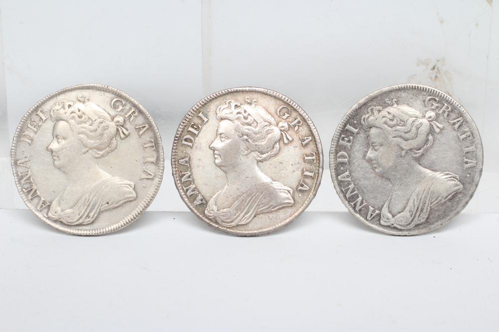 THREE QUEEN ANNE HALFCROWNS, 1707, 1709 & 1713 (Est. plus 24% premium inc. VAT) Image
