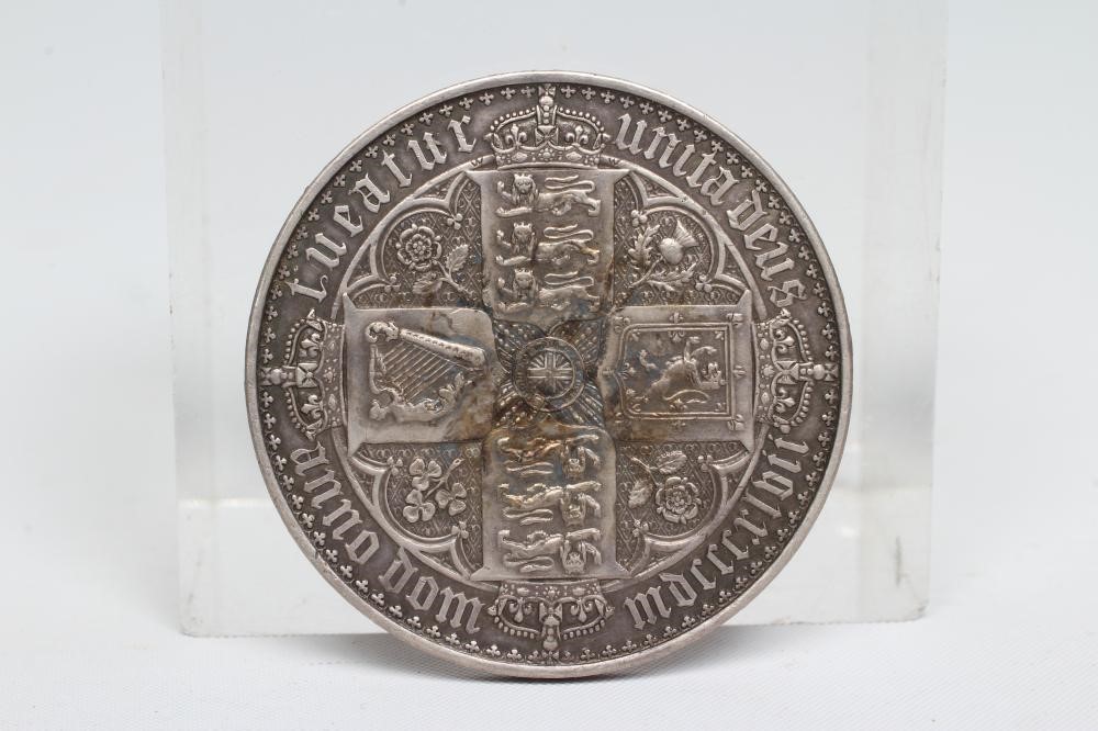 A VICTORIA GOTHIC CROWN, 1847, crowned bust, undecimo edge, cruciform back (Est. plus 24% premium Image