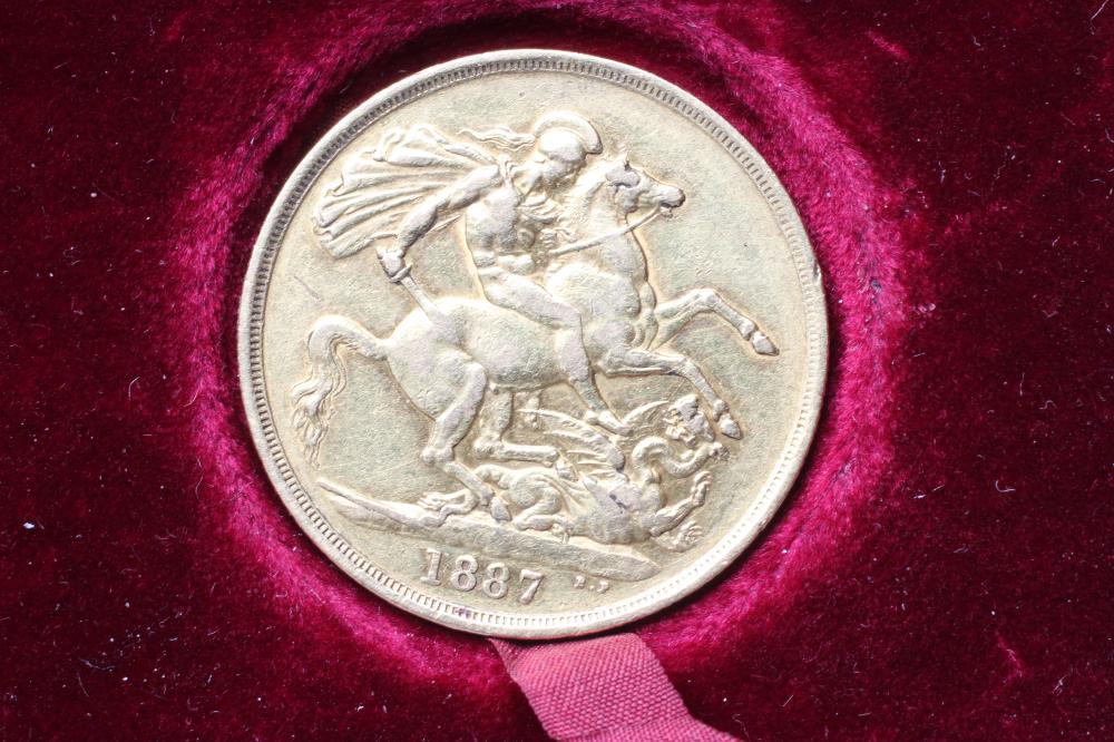 A VICTORIA JH DOUBLE SOVEREIGN, 1887, 15.9g, in a John Pinches fitted leather case (Est. plus 20% Image