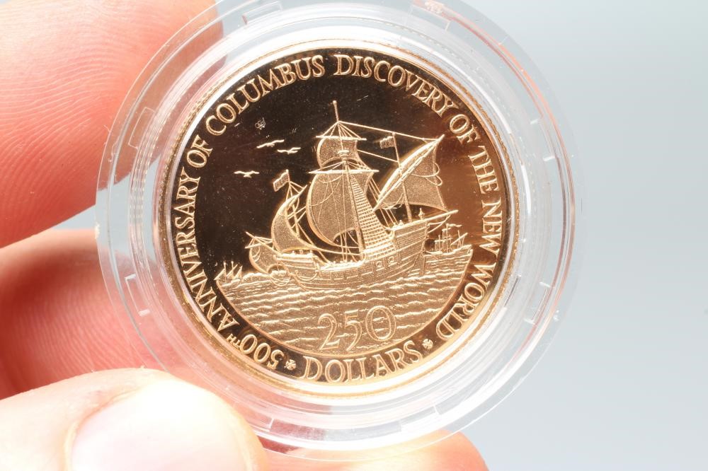 AN ELIZABETH II BELIZE $250 GOLD PROOF COIN, in capsule and cased with certificate (Est. plus 20% Image