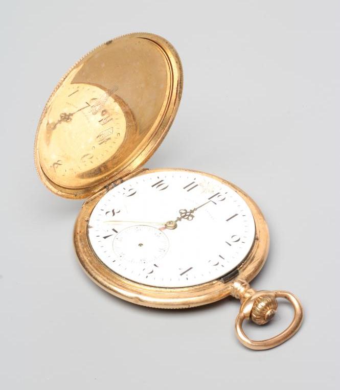 AN INVAR TOP WIND HUNTER CASED POCKET WATCH Image